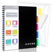 Caderno MOWEE Spiral 5 Subject College Ruled com bolsos