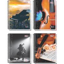 Caderno Música 8 Capas 64 Folhas 63G Universitário - Pacote com 04