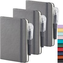 Caderno NIRMIRO A6 9,5x14,5cm Couro 3 Unidades Cinza