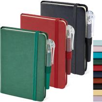 Caderno NIRMIRO A6 Mini de Couro 9x14,5cm Kit com 3 Unidades e Caneta