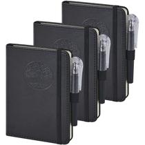 Caderno NIRMIRO Pacote com 3 unidades A6 9 cm 14 cm Couro Preto