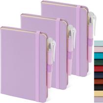 Caderno NIRMIRO roxo mini de couro 9 x 14,5 cm com caneta