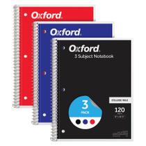 Caderno Oxford Spiral, pacote com 3, 3 assuntos, 120 folhas