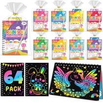 Caderno Party Favors Scratch Art, pacote com 64 unidades para crianças com estênceis Caderno Party Favors Scratch Art, pacote com 64 unidades para crianças com estênceis