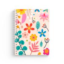 Caderno Pautado A5 - Fábrica de Pôster - Capa Dura 160 Páginas 20x14cm - Wire-o - Floral Flat