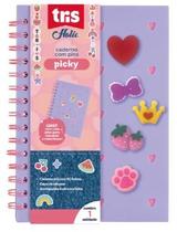 Caderno Pautado Picky Holic Charm A5 80 Folhas Capa de Silicone Com 6 Pins - Tris