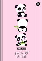 Caderno (Pequeno) Brochura 1/4 Ursinho Panda My Friend Capa Dura 48 Folhas Costurado Animativa