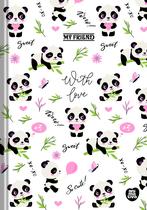 Caderno (Pequeno) Brochura 1/4 Ursinho Panda My Friend Capa Dura 48 Folhas Costurado Animativa