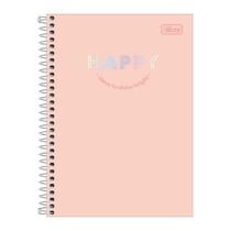 Caderno (PEQUENO) Espiral 1/4 Happy 14x20cm 80 Folhas Tilibra Papelaria Fofo Anotação Agenda Recado Material