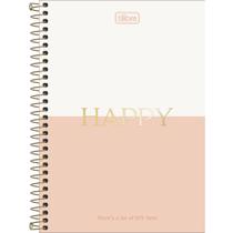 Caderno (PEQUENO) Espiral 1/4 Happy 14x20cm 80 Folhas Tilibra Papelaria Fofo Anotação Agenda Recado Material