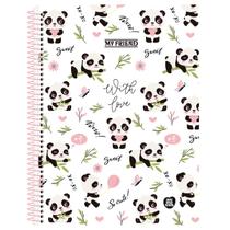 Caderno Pequeno Espiral 1/4 Ursinho Panda My Friend 80 Folhas Capa Dura Animativa