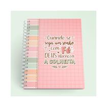 Caderno Planner Diario A5 Sonhos e Fé Candy Permanente Personalizado Wire-o Papelaria Fofa Planejamento Anotações