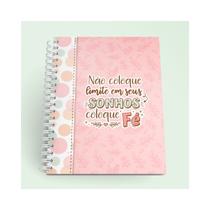 Caderno Planner Diario A5 Sonhos e Fé Candy Permanente Personalizado Wire-o Papelaria Fofa Planejamento Anotações