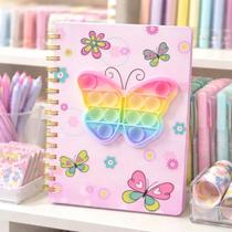 Caderno Pop It Anotações 80 Fls 20,5x14,5cm Capa Dura Caderno Espiral Unicórnio Sereia Borboletas Caderno Pop It Anotações 80 Fls 20,5x14,5cm Capa Dura Caderno Espiral Unicórnio Sereia Borboletas