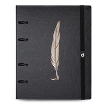 Caderno Premium argolado, Ultra, coleção Noir, Pena, 16,5 x 24 cm