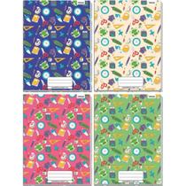 Caderno Quadriculado Univers 1X1CM 48 Folhas Brochura Decorado - Pacote com 05 Unidades