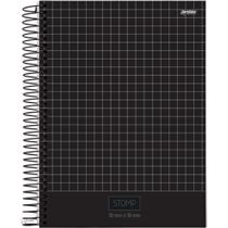 Caderno Quadriculado Universitário 10X10MM 96 Folhas Espiral Capa Dura STOMP Preto - Pacote com 4 Un