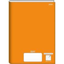 Caderno Quadriculado Universitário 1X1CM 96 Folhas Brochura Capa Dura Laranja - Pacote com 5