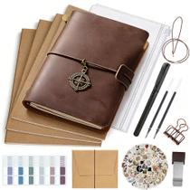 Caderno recarregável de couro KJRIVER Travel Journal Caderno recarregável de couro KJRIVER Travel Journal