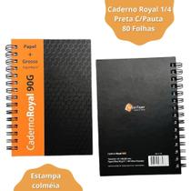Caderno Royal 1/4 Preta C/Pauta 80 Folhas 140X205 Mm