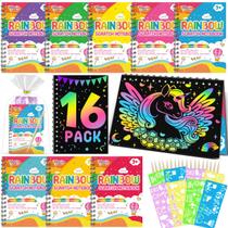 Caderno Scratch Art Party Favors FEREDO KIDS Rainbow, pacote com 16