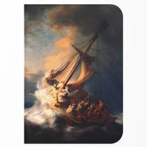 Caderno sem Pauta A5 - Fábrica de Pôster - Capa Flexível 80 Páginas 20x14cm - Tempestade no mar da Galileia de Rembrandt