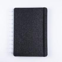 Caderno Shine Disco Reposicionável Preto Grande G Capa Dura Disko