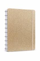Caderno Shine Dourado Médio M Disco Reposicionável Capa Dura Disko