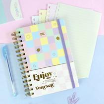 Caderno Smart Mini - Enjoy - Fls Reposicionáveis - DAC - Fls Coloridas Tom Pastel Linhas Brancas