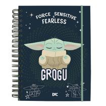 Caderno Smart Mini Star Wars Baby Yoda A6 80 Folhas Escolar Elástico 10 Divisórias Volta as Aulas