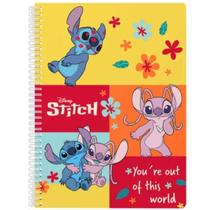 Caderno Stitch Angel Tamanho Grande Arame 160 Folhas Escolar