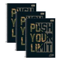 Caderno Uni 10 Matérias 200 Folhas Capa Sortida Kit 3