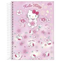 Caderno Univ 1 Matéria 80Fls Hello Kitty Rosa Flores Jandaia