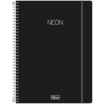 Caderno Univ. 10 Mat. Capa Plástica Espiral Neon Preto Tilibra