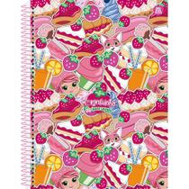 Caderno Universitário 01X1 Capa Dura Moranguinho 80 Folhas com Glitter Pacote com 4