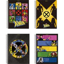 Caderno Universitário 01X1 Capa Dura X-MEN 80 Folhas com Adesivos Pacote com 4