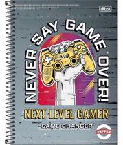Caderno Universitário 1 Matéria 80 Folhas Game Cinza