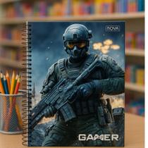 Caderno Universitario 1 Materia Espiral 80 Folhas Gamer Capa Dura