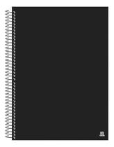 Caderno universitário 10 matérias 140 folhas capa dura preta com espiral