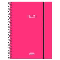 Caderno Universitário 10x1 160 Fls Capa Plástica Tilibra - Neon Rosa 2