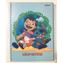 Caderno universitário 12 matérias 192 folhas capa dura Lilo & Stitch Disney Star School Jandaia