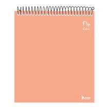 Caderno universitario 1m 80 folhas flip colors pessego cd