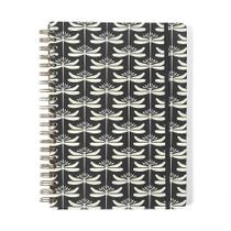 Caderno universitário capa dura 10x1 160 folhas Libélulas Preto - Cicero
