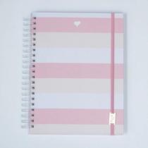 Caderno Universitário Capa Dura Folhas Peposicionáveis Wire-o - Rosa Listrado I Caderno Universitário Capa Dura Folhas Peposicionáveis Wire-o - Rosa Listrado I