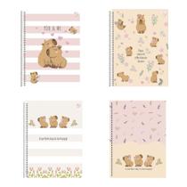 Caderno universitário Espiral 1 matéria Capivara com 160 Folhas - Sortido