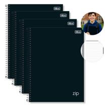 Caderno Universitário Espiral 1Matéria 80 folhas Capa Dura Preto ZIP Kit 4un Tilibra
