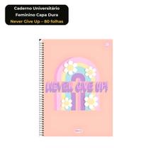 Caderno Universitário Feminino Never Give Up Capa Dura 80 Folhas Pautadas Espiral Caderno Universitário Feminino Never Give Up Capa Dura 80 Folhas Pautadas Espiral