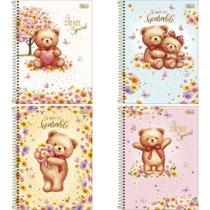Caderno Universitário Love Bears 10 Matérias 160 Folhas Capa Dura (pacote com 4)