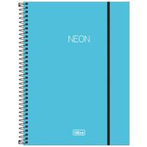 Caderno Universitário Tilibra Neon Azul 10 Matérias 160 Fls Capa Plástica