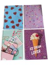 Caderno Universitário Vibe Feminino 1M 80F Tilibra Modelo Capa:Ice Cream